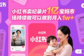 小红书卖纪录片1亿宝妈市场持续做可以做到月入1w 