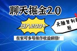聊天掘金2.0，复制粘贴日入200＋，在家就可以做，多号批量操作收益翻倍！