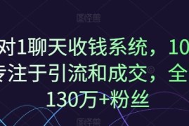 1对1聊天收钱系统，10年专注于引流和成交，全网130万 粉丝
