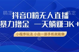（13449期）抖音0粉无人直播暴力掘金，一天躺赚3K ，小白一部手机就能做