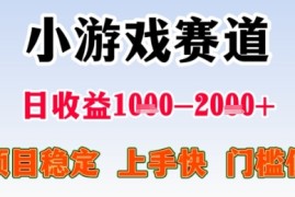 暑期高收益项目，小游戏赛道日收益1-2k 项目长期稳定 上手快 门槛低【揭秘】