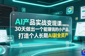 AI产品实战变现课，不用懂代码，30天做出一个能賺钱的小产品，打造个人长期AI副业资产