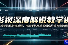 影视深度解说教学课：对标洗稿剧情拆解，电脑手机双端剪辑成片发布全流程