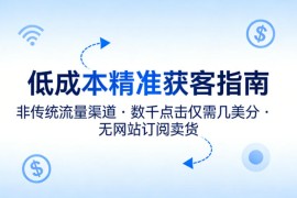 低成本精准获客指南，用非传统流量渠道，实现数千点击仅需几美分，不用网站也能搞订阅卖货
