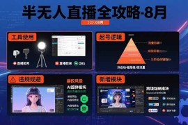 （15669期）半无人直播全攻略-8月：工具使用 起号逻辑 违规规避,新增AI超体与跨境模块
