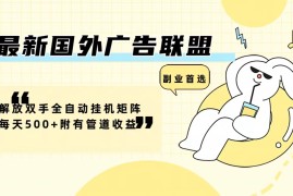 （12368期）最新国外广告联盟解放双手全自动挂机矩阵每天500 附有管道收益