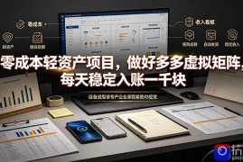 零成本轻资产项目，做好多多虚拟矩阵，每天稳定入账一千块