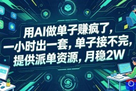 用AI做单子賺疯了，一小时出一套，单子接不完，提供派单资源，月稳2W【揭秘】