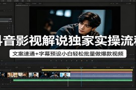 抖音影视解说独家实操流程，文案速通 字幕预设小白轻松批量做爆款视频