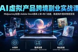AI虚拟产品跨境副业实战课｜Midjourney绘图 Adobe Stock图库上架 热门选题，跑通海外图库售图变现