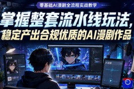 零基础AI漫剧全流程实战教学，掌握整套流水线玩法，稳定产出合规优质的AI漫剧作品