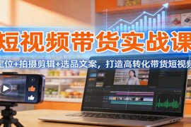 短视频带货实战课：定位 拍摄剪辑 选品文案，打造高转化带货短视频