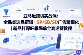 亚马逊跨境实战课-更新：全品类选品逻辑｜SP/SB/SD广告精细化｜新品打爆旺季爆单全套运营教程