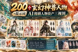 200个玄幻神兽人物 提示词ai漫剧人物资产三视图