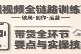 短视频全链路训练营：含破局、创作、运营、带货等多方面，详解各环节要点与实操技巧