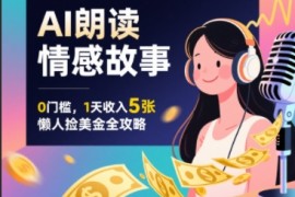 Ai朗读情感故事，0门槛，1天收入5张，每天10分钟，懒人捡美金全攻略