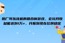 鹅厂可以挂机的回合制游戏，会玩月收益能达到1万 ，开服到现在比例稳定