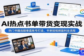 AI热点书单带货变现实战：热门书籍选题垂直账号打造，书单短视频盈利全流程
