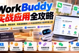 WorkBuddy 实战应用全攻略：从安装配置、模型选择、技能连接器到公众号自动创作及小程序开发上架