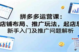 拼多多运营课：含店铺布局、推广玩法，起店思路，新手入门及推广问题解析