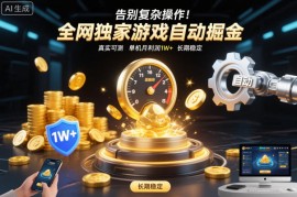 告别复杂操作！全网独家游戏自动掘金，真实可测，单机月利润1W ，长期稳定【揭秘】