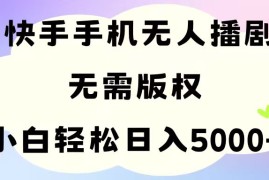 （11062期）手机快手无人播剧，无需硬改，轻松解决版权问题，小白轻松日入5000 