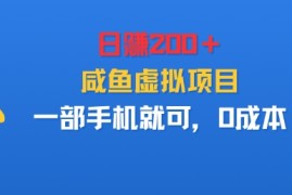 日入2张＋，咸鱼虚拟项目，一部手机就可以，0成本