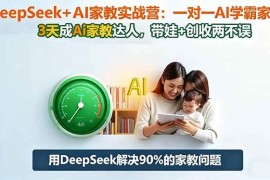 （16500期）DeepSeek AI家教实战营：1对1AI学霸家教,3天成Ai家教达人,带娃 创收两不误