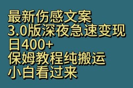 最新伤感文案3.0版深夜急速变现，日400 ，保姆教程纯搬运，小白看过来