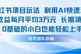 适合小白操作的小红书新项目，利用AI快速涨粉，收益每月平均1W 
