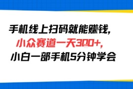 手机线上扫码就能挣钱，小众赛道一天3张 ，小白一部手机5分钟学会