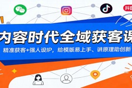 内容时代全域获客课：精准获客 强人设IP，给模版易上手、讲原理助创新