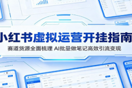 小红书虚拟运营开挂指南：赛道货源全面梳理，AI批量做笔记高效引流变现