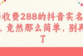 外面收费288的抖音实名释放技术，竟然那么简单，别再被割了