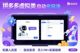 拼多多虚拟类目自动化玩法：机器人应答 自动发货，月入1W 实操指南