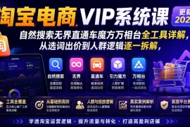 2026淘宝电商终局之战VIP课-更新：自然搜索 直通车 无界 精准人群，系统掌握测款动销与全店推广布局方法