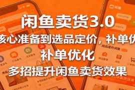 闲鱼卖货3.0，从核心准备到选品定价，补单优化，多招提升闲鱼卖货效果