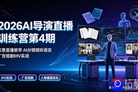 2026AI导演直播训练营第4期，实景直播教学AI分镜视听语言，广告短剧MV实战，解决人物画面崩坏痛点