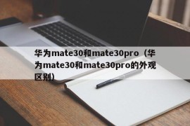 华为mate30和mate30pro（华为mate30和mate30pro的外观区别）