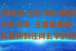 玄学玩法：日引100 精准粉只讲引流主要是思路可以套用到任何玄学的领域