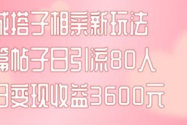 同城搭子相亲新玩法一篇帖子引流80人当日变现3600元(项目教程 实操教程)【揭秘】