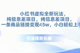 小红书虚拟全新玩法，纯信息差项目，一条商品链接变现4.5w小白轻松上手