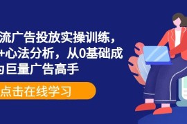 巨量信息流广告投放实操训练，实操演示 心法分析，从0基础成为巨量广告高手