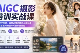 AIGC摄影培训实战课：从软件搭建、素材合成到婚纱儿童写真，系统掌握AI商业样片制作全流程