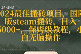 2024最佳搬砖项目，国际版steam搬砖，日入5000 ，保姆级教程，小白无脑操作