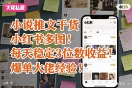 小说推文干货之小红书多图每天稳定3位数收益爆单大佬经验分享