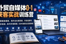 外贸自媒体0-1获客实战训练营｜谷歌精准搜客、海外全社媒获客、开发信撰写、报价收款、账号环境搭建、SOHO避坑全流程教程(更新)