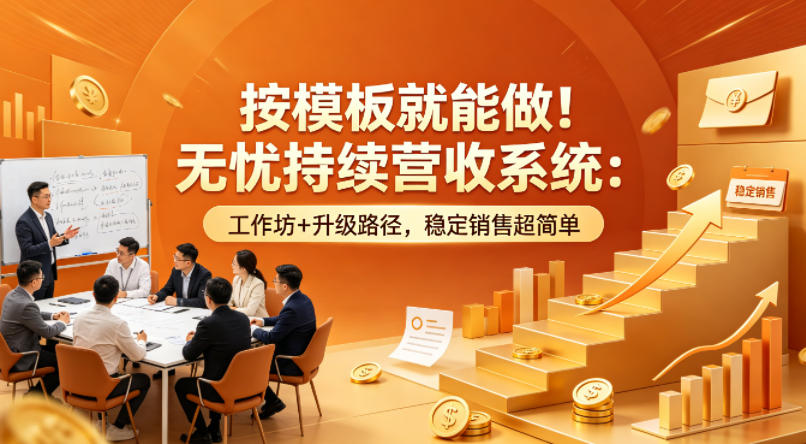 按模板就能做！无忧持续营收系统：工作坊+升级路径，稳定销售超简单