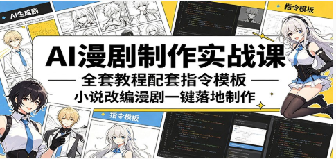 AI漫剧制作实战课:全套教程配套指令模板,小说改编漫剧一键落地制作