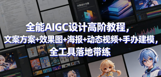 全能AIGC设计高阶教程,文案方案+效果图+海报+动态视频+手办建模,全工具落地带练